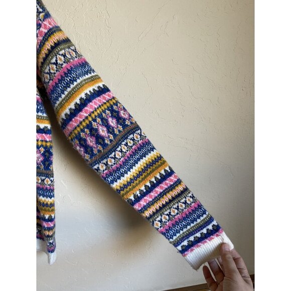 Talbots Size Medium Mock Neck Pullover Sweater Pink White Cream - Picture 6 of 9